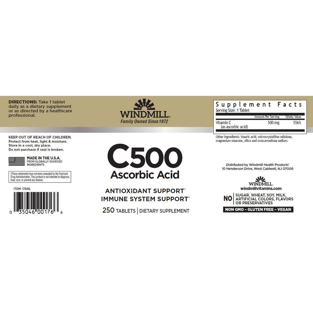 WINDMILL, C-500 ASCORBIC ACID 250TAB