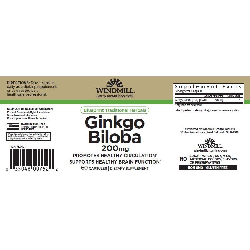 WINDMILL,GINKGO BILOBA 200MG $11.99