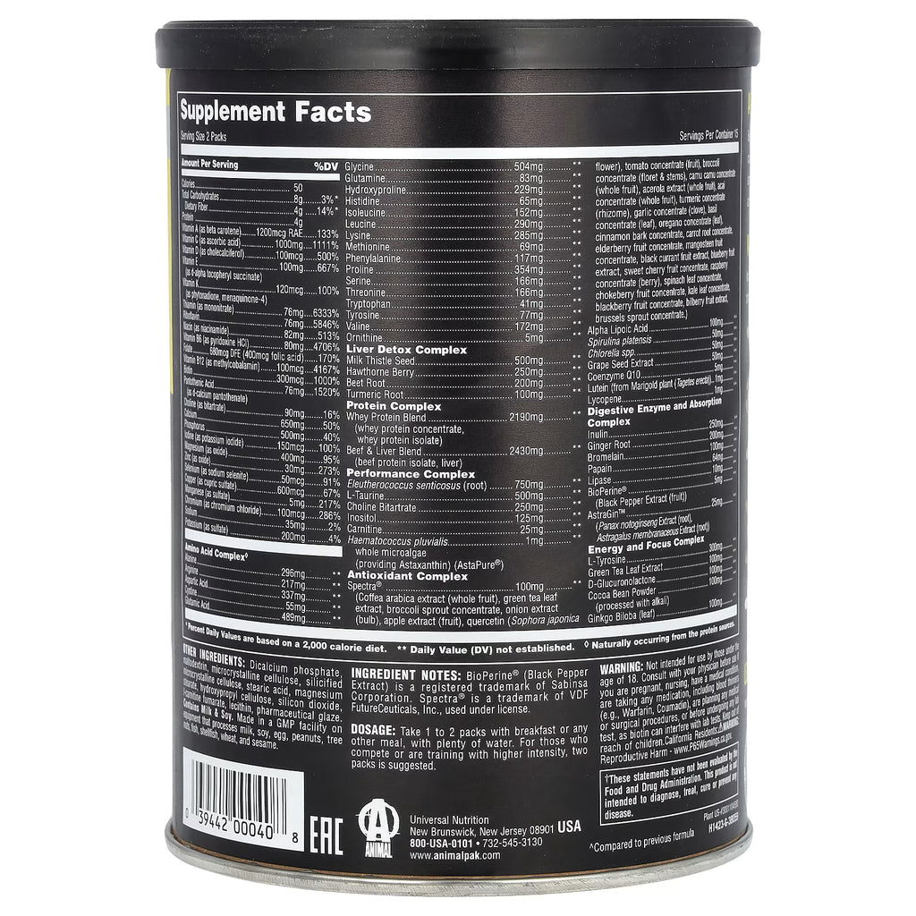 UNIVERSAL NUTRITION, ANIMAL PACK 30PACK $34.99