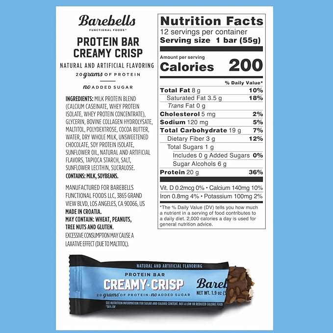 BAREBELLS, CREAMY CRISP 12PACK $32.99
