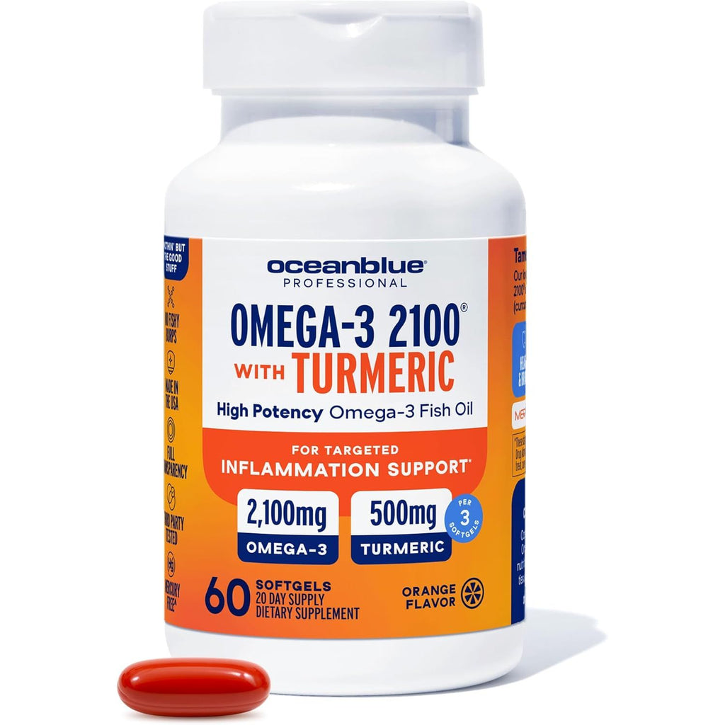 OCEAN BLUE, 2100 Triple Strength Omega-3 Fish Oil with Turmeric $36.99