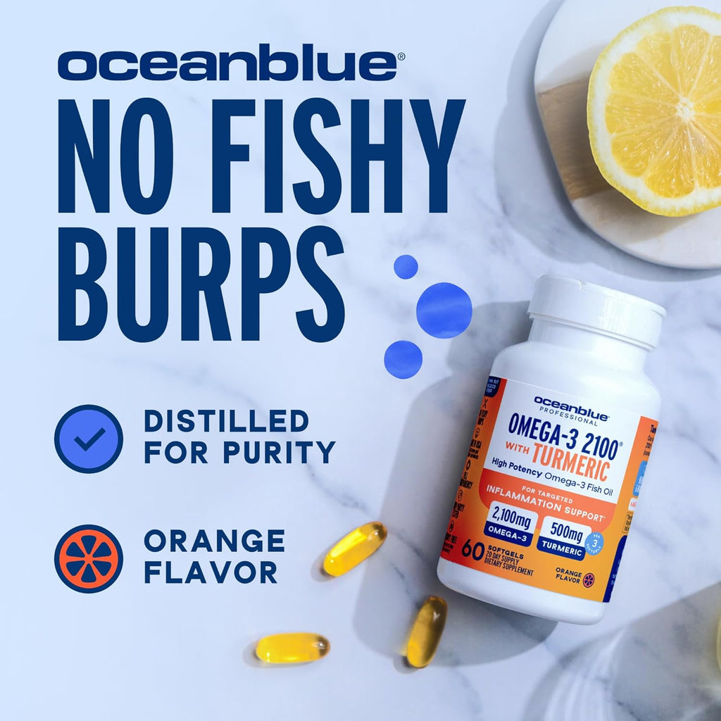 OCEAN BLUE, 2100 Triple Strength Omega-3 Fish Oil with Turmeric $36.99