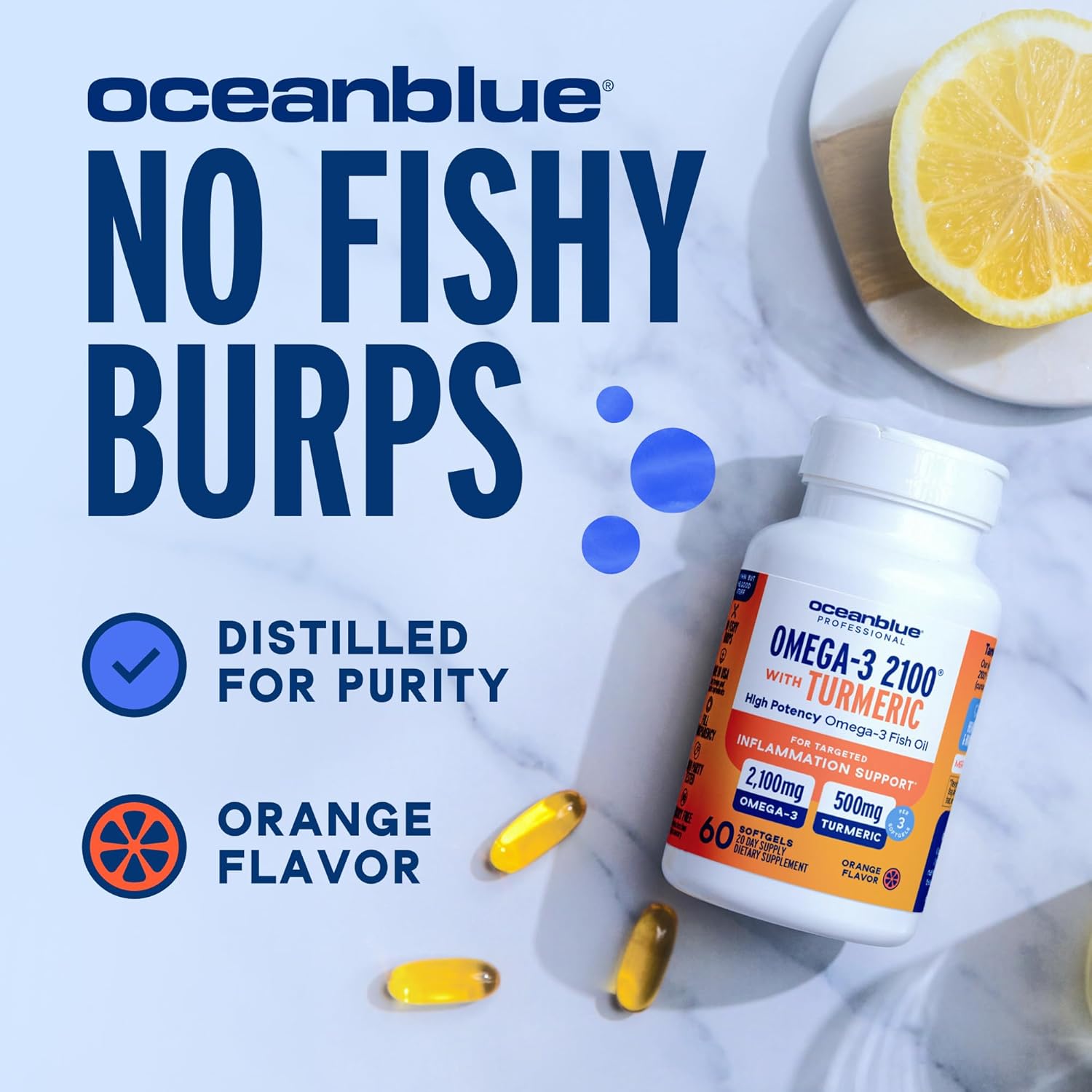 OCEAN BLUE, 2100 Triple Strength Omega-3 Fish Oil with Turmeric $36.99