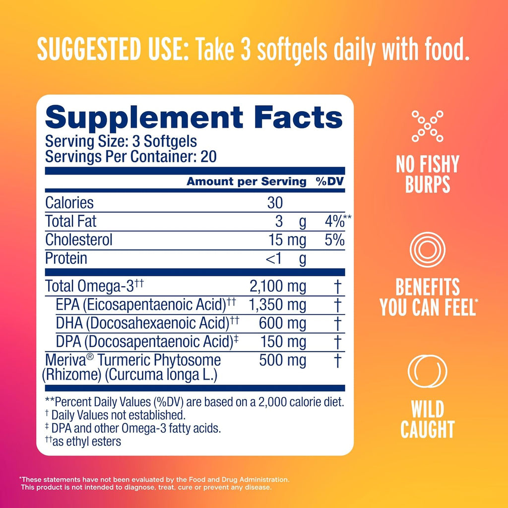 OCEAN BLUE, 2100 Triple Strength Omega-3 Fish Oil with Turmeric $36.99