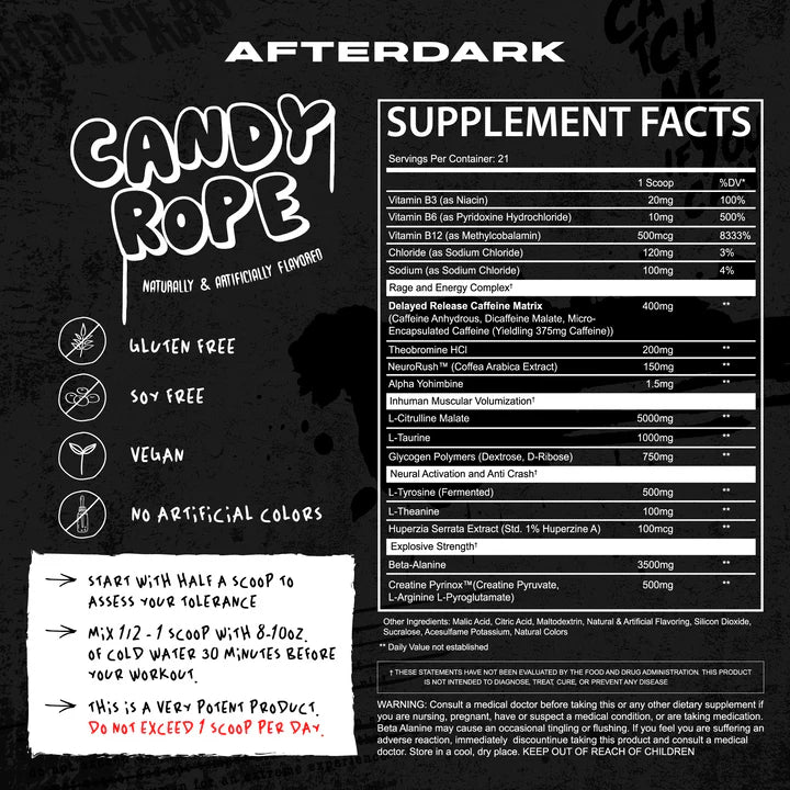 AFTERDARK,PREWORKOUT INHUMAN 21SERVING $49.99