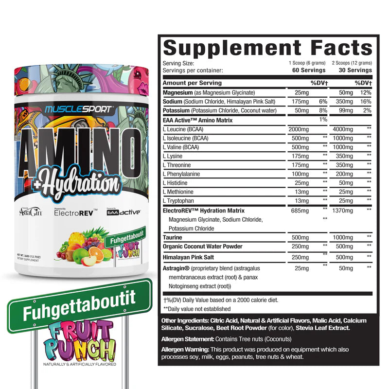 MUSCLE SPORT, AMINO+HYDRATION (BCAA) 300G $26.99
