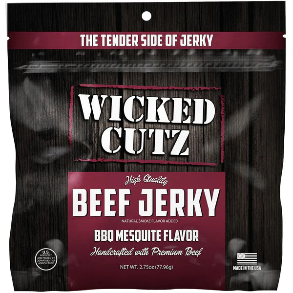 WICKED CUTZ, BEEF JERKY BBQ MESQUITE FLAVOR 2.75OZ $9.99