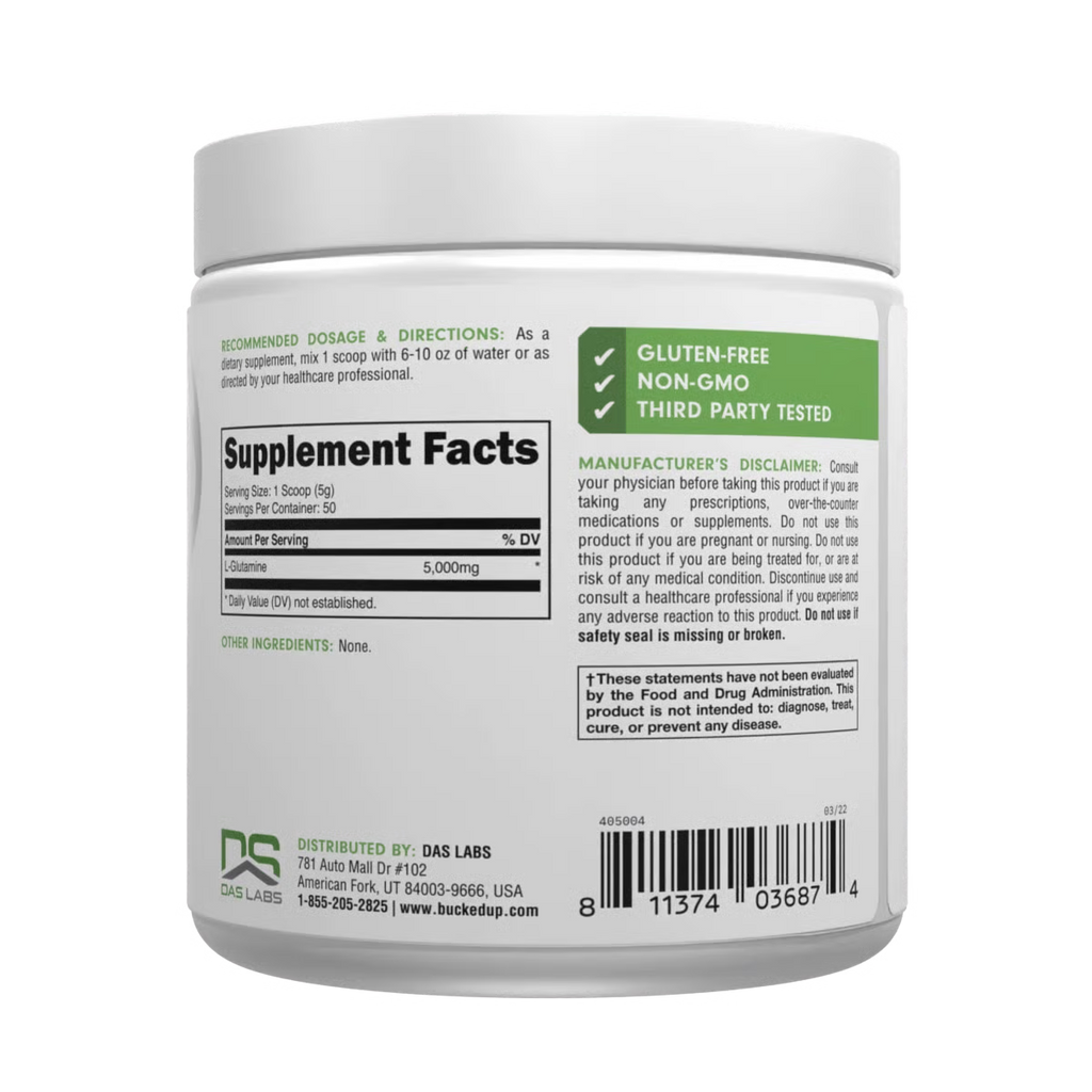BUCKED UP, L-GLUTAMINE 250G $16.99
