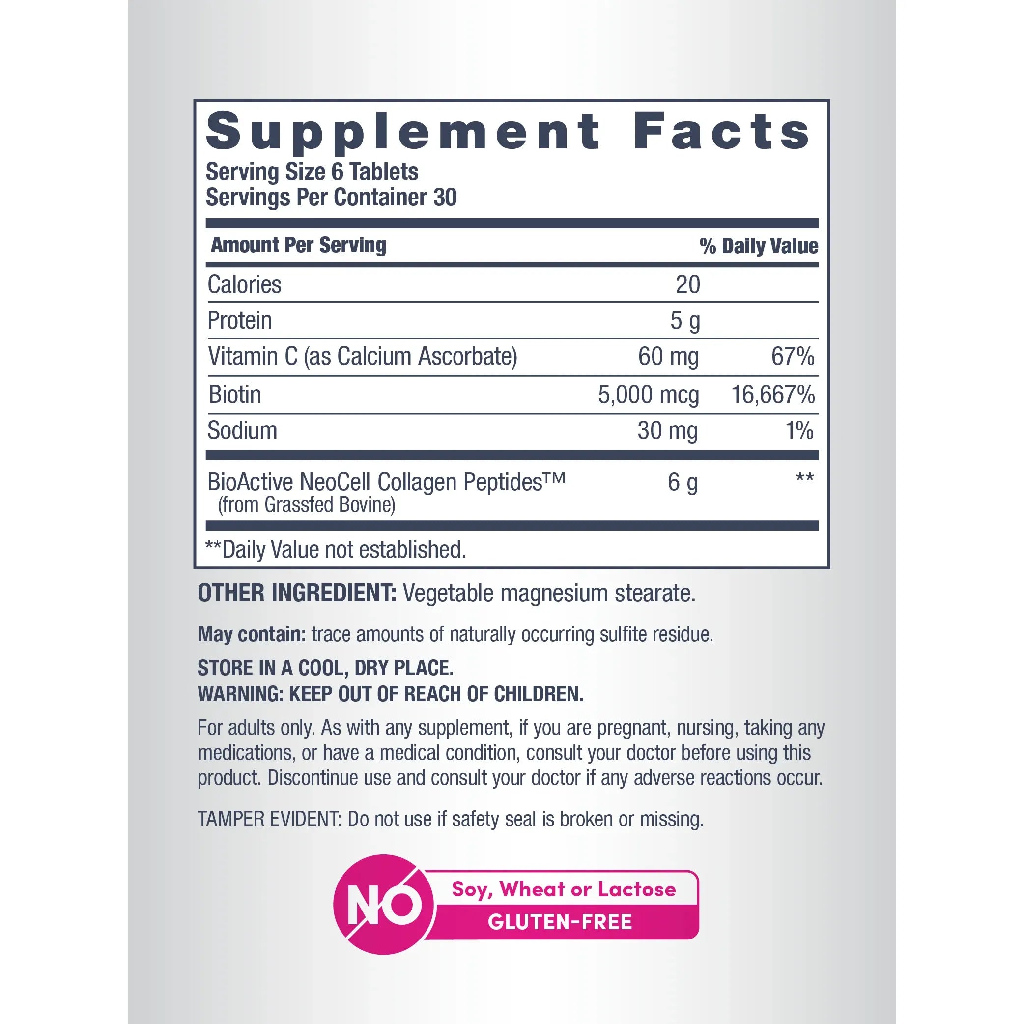 NEOCELL, COLLAGEN GRASSED PEPTIDES WITH VITAMIN C & BIOTIN 180TABLETS $17.99