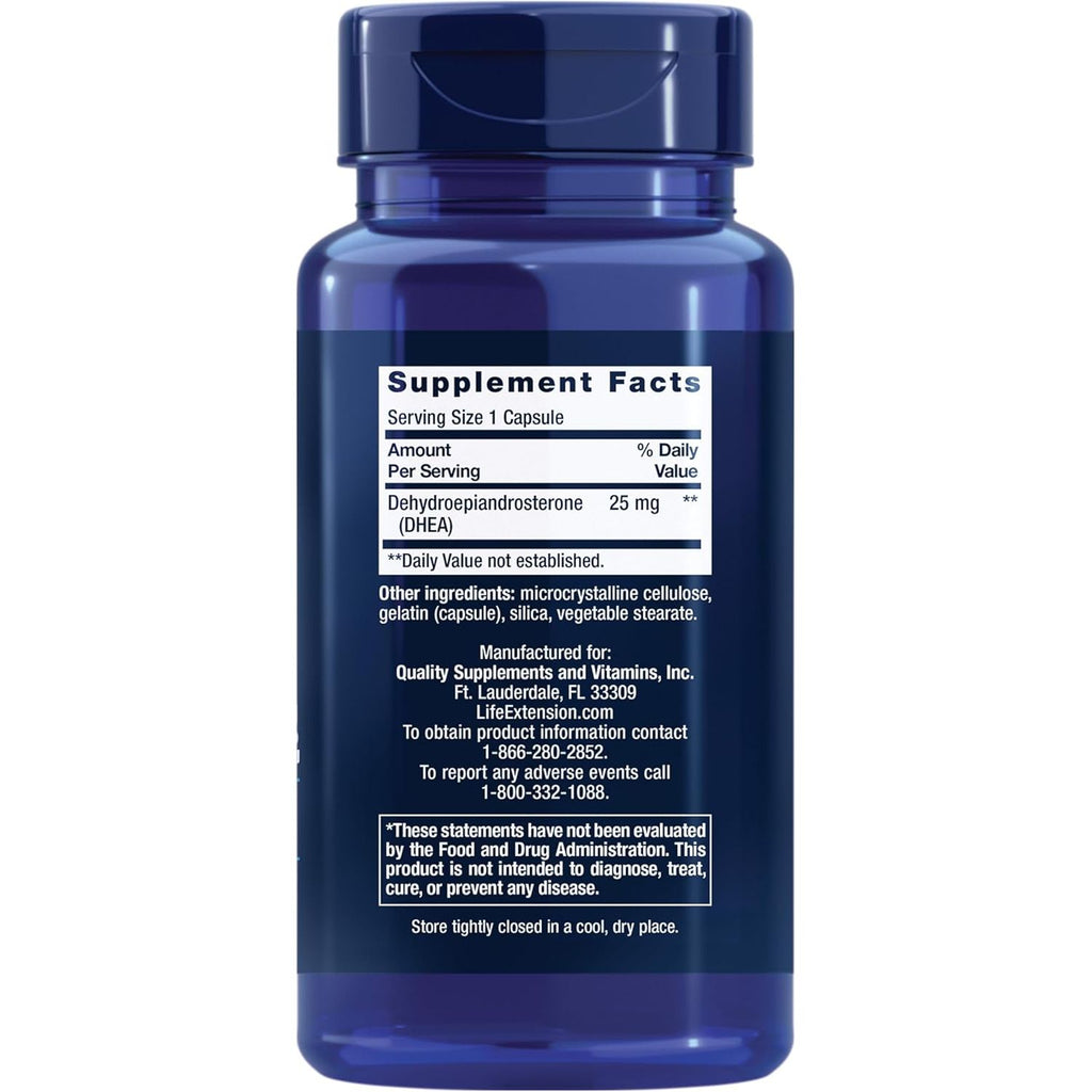 LIFE EXTENSION, DHEA 25MG 100 CAPSULES $10.50