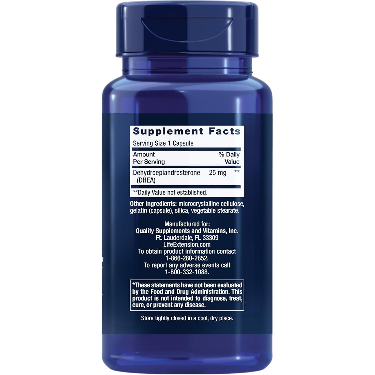 LIFE EXTENSION, DHEA 25MG 100 CAPSULES $10.50
