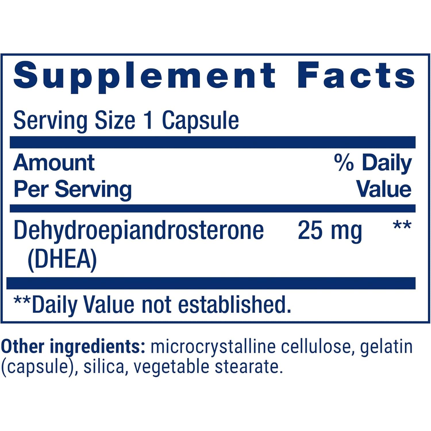 LIFE EXTENSION, DHEA 25MG 100 CAPSULES $10.50