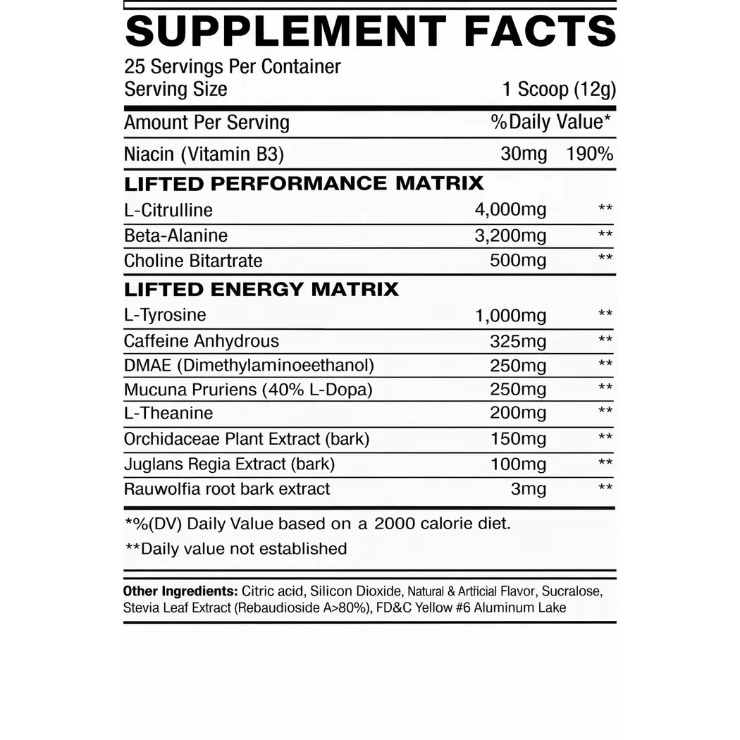 MUSCLESPORT, LIFTED PRE-WORKOUT 30 SERVING