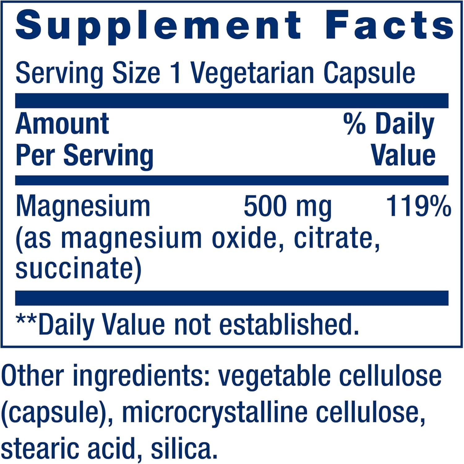 LIFE EXTENSION, MAGNESIUM CAPS 500MG 100 CAPSULES $9.75