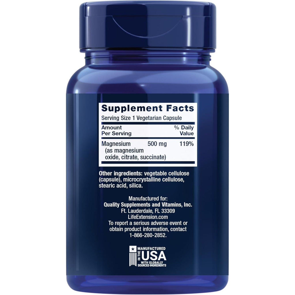 LIFE EXTENSION, MAGNESIUM CAPS 500MG 100 CAPSULES $9.75