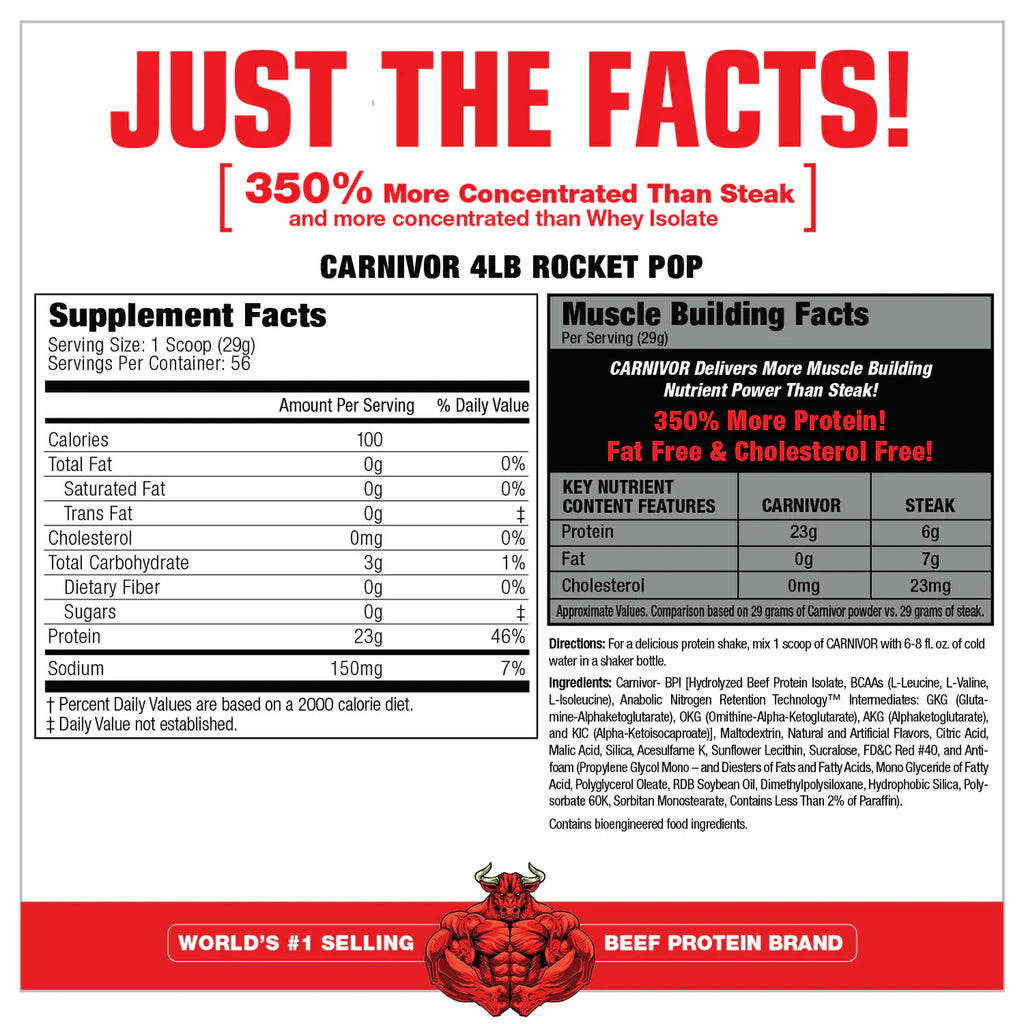 MUSCLEMEDS, CARNIVOR 100% BEEF PROTEIN 4LBS $54.99