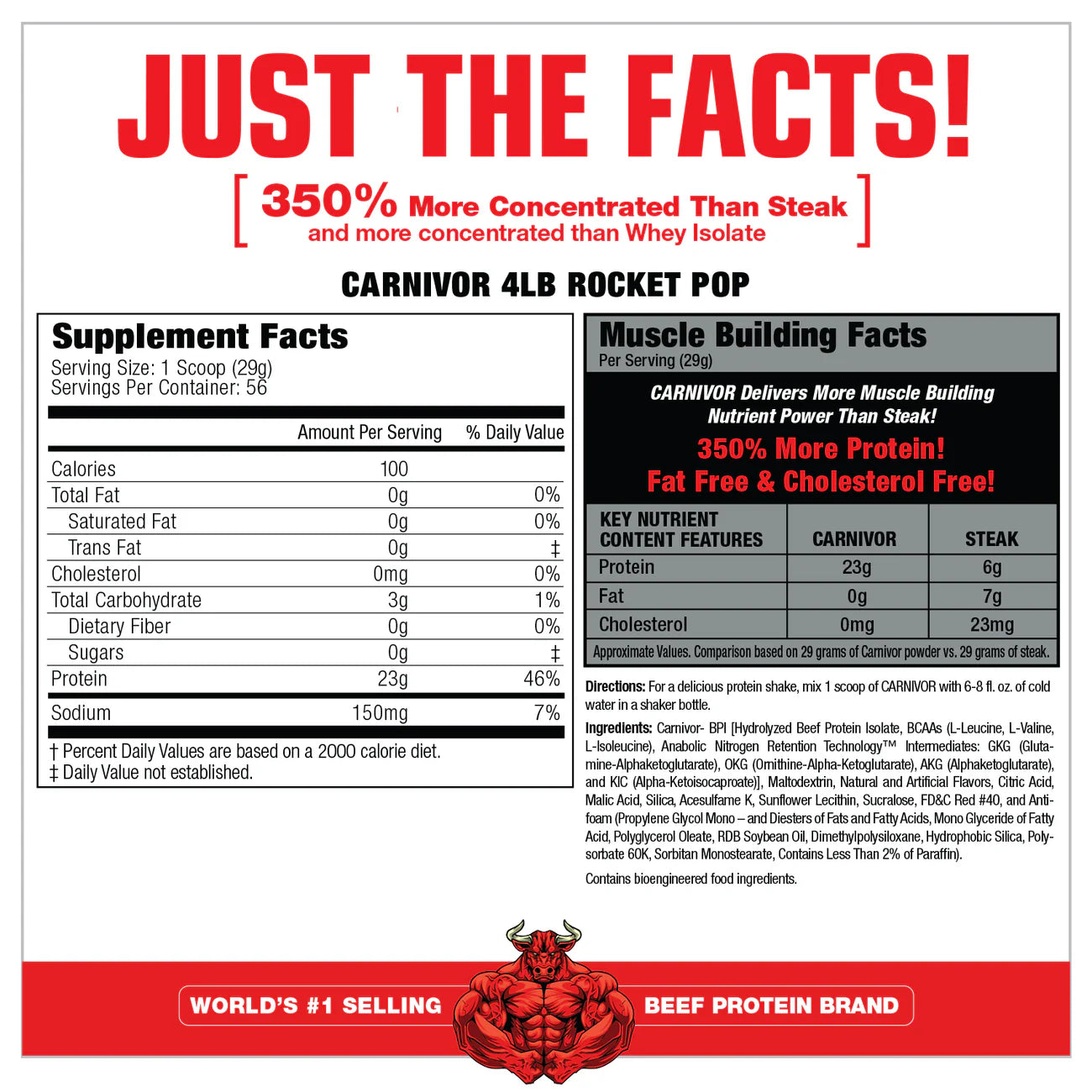MUSCLEMEDS, CARNIVOR 100% BEEF PROTEIN 4LBS $54.99