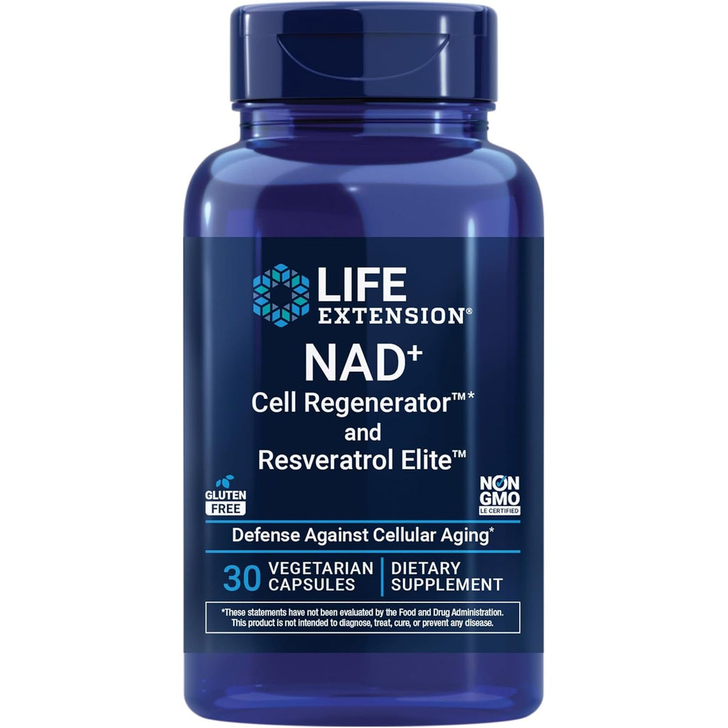 LIFE EXTENSION, NAD+ CELL REGENERATEOR & RESVERATROL ELITE 30 CAPSULES $39.99