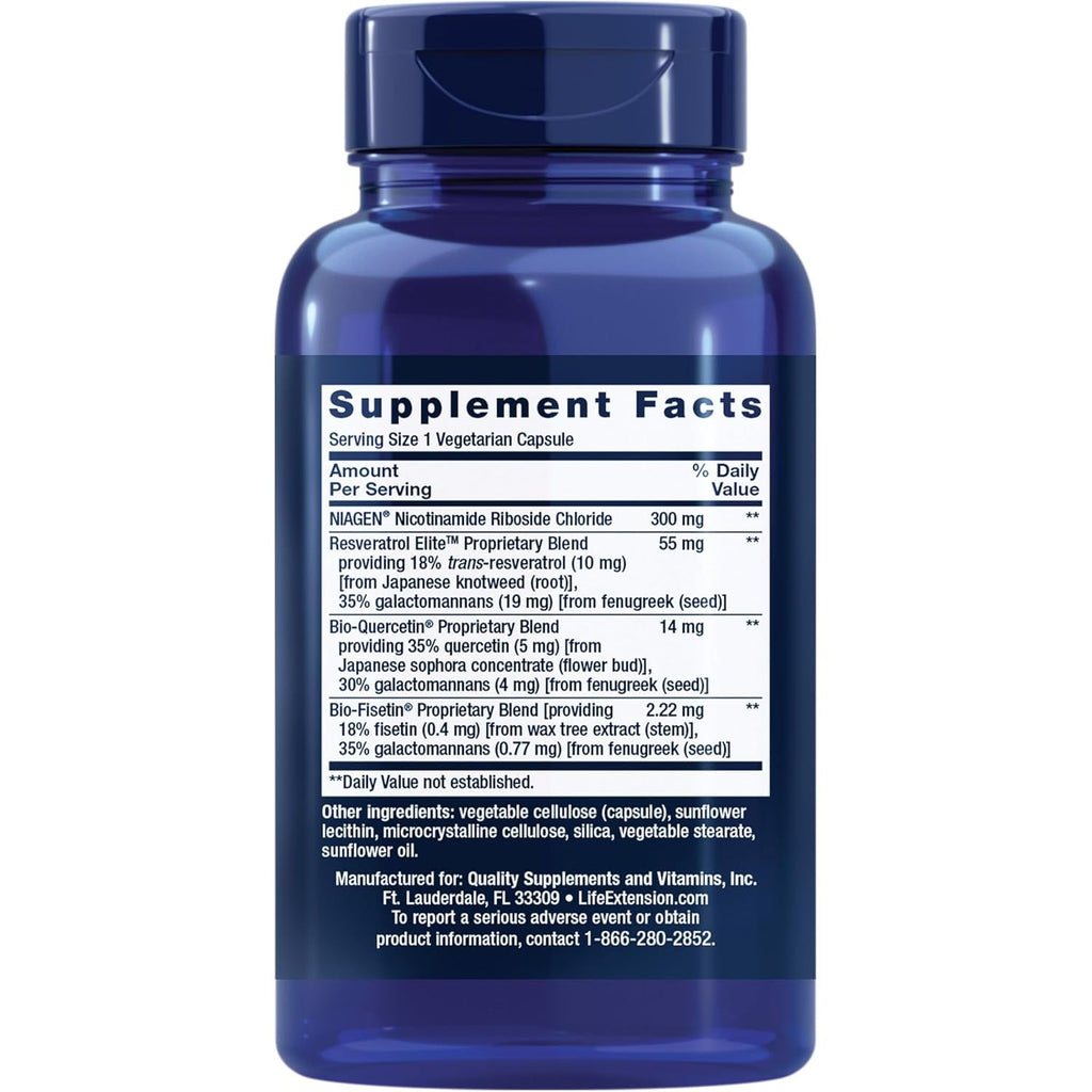 LIFE EXTENSION, NAD+ CELL REGENERATEOR & RESVERATROL ELITE 30 CAPSULES $39.99