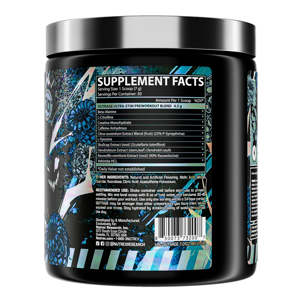 NUTEX, OUTRAGE 30 SERVINGS $19.99