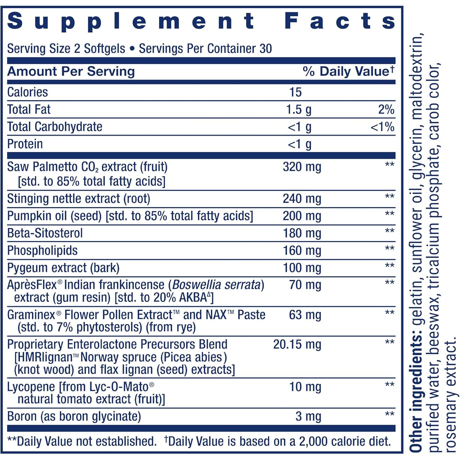 LIFE EXTENSION, PROSTATE FORMULA 60 SOFTGELS $29.99