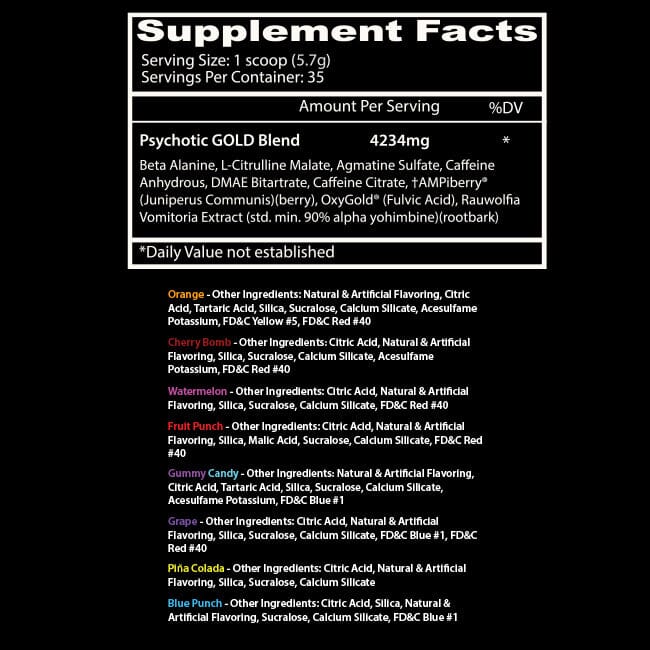 INSANE LABZ, PSYCHOTIC GOLD 35 SERVING $29.99