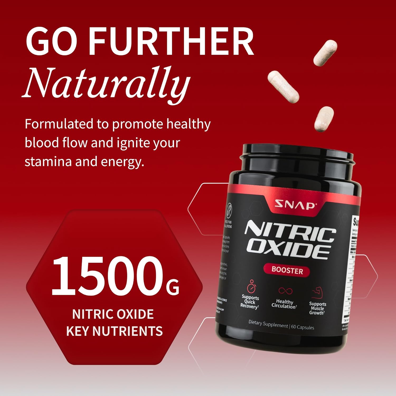SNAP SUPPLEMENT, NITRIC OXIDE 60 CAPS $19.99