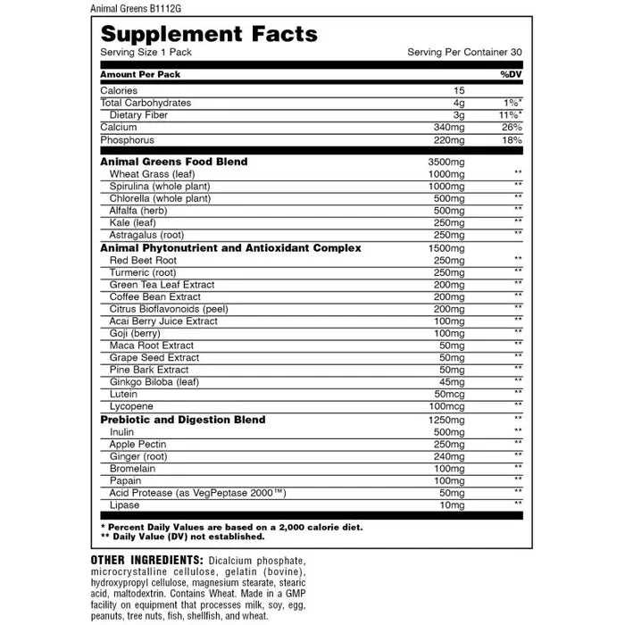 UNIVERSAL NUTRITION, GREENS 30PACK $34.99