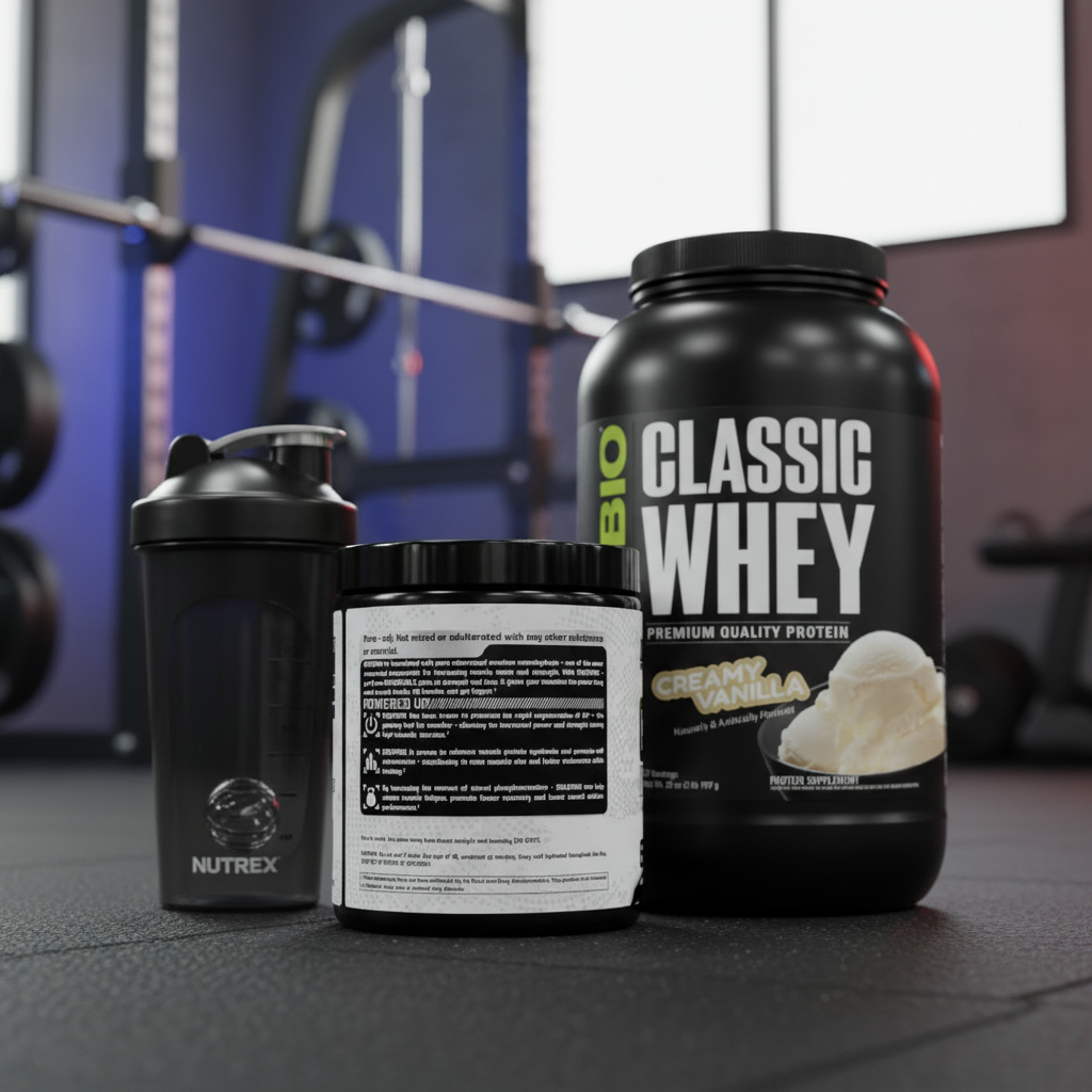 Ultimate Muscle Stack with Shaker - NUTREX Creatine + NUTRABIO Whey