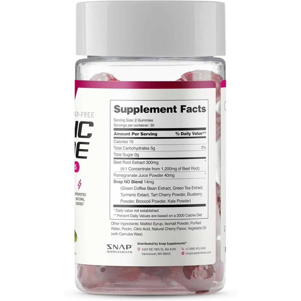 SNAP SUPPLEMENTS, NITRIX OXIDE 60 GUMMIES CHERRY $18.99