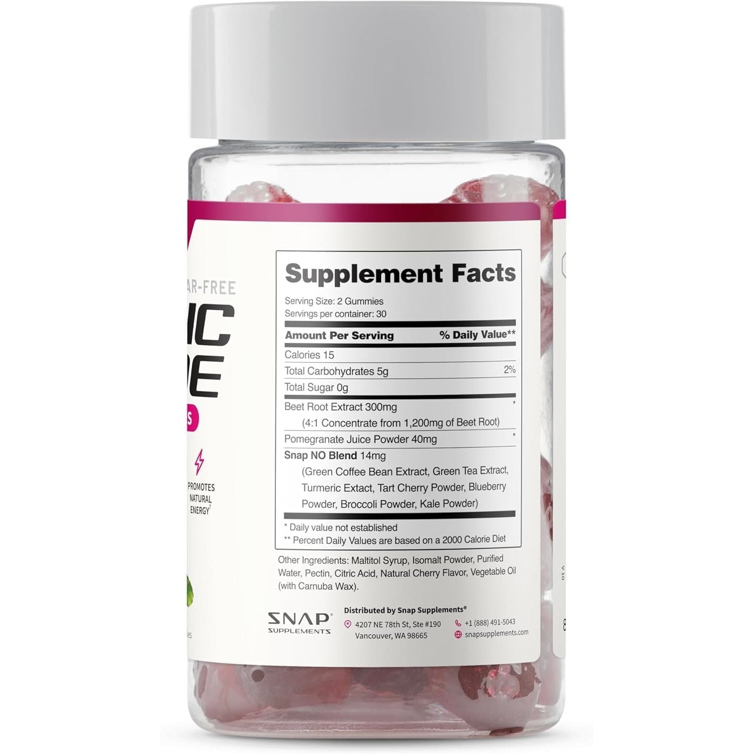 SNAP SUPPLEMENTS, NITRIX OXIDE 60 GUMMIES CHERRY $18.99