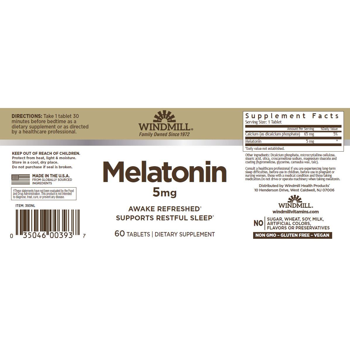 WINDMILL, MELATONIN 5MG 100GELS $8.99