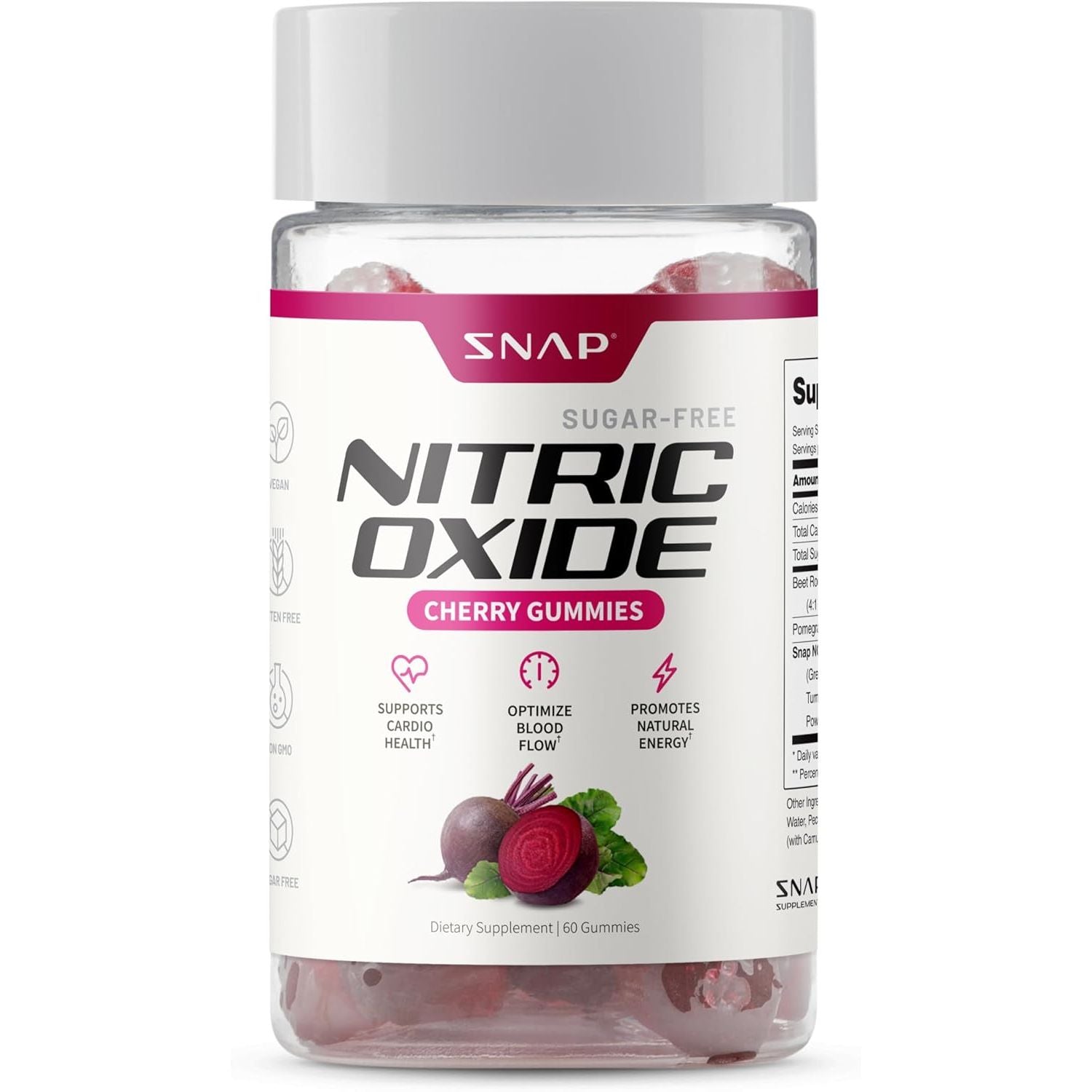 SNAP SUPPLEMENTS, NITRIX OXIDE 60 GUMMIES CHERRY $18.99