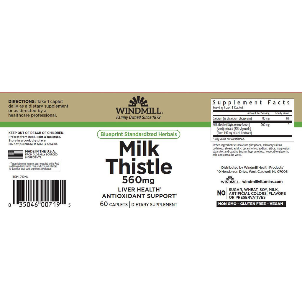 WIINDMILL, MILK THISTLE 560G 60CAP $10.99