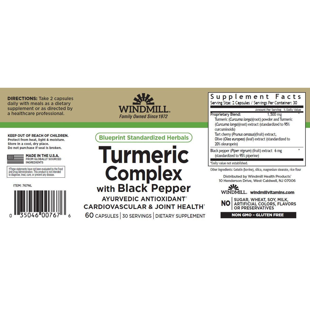 WINDMILL, TURMERIC COMPLEX 60CAPS $11.99
