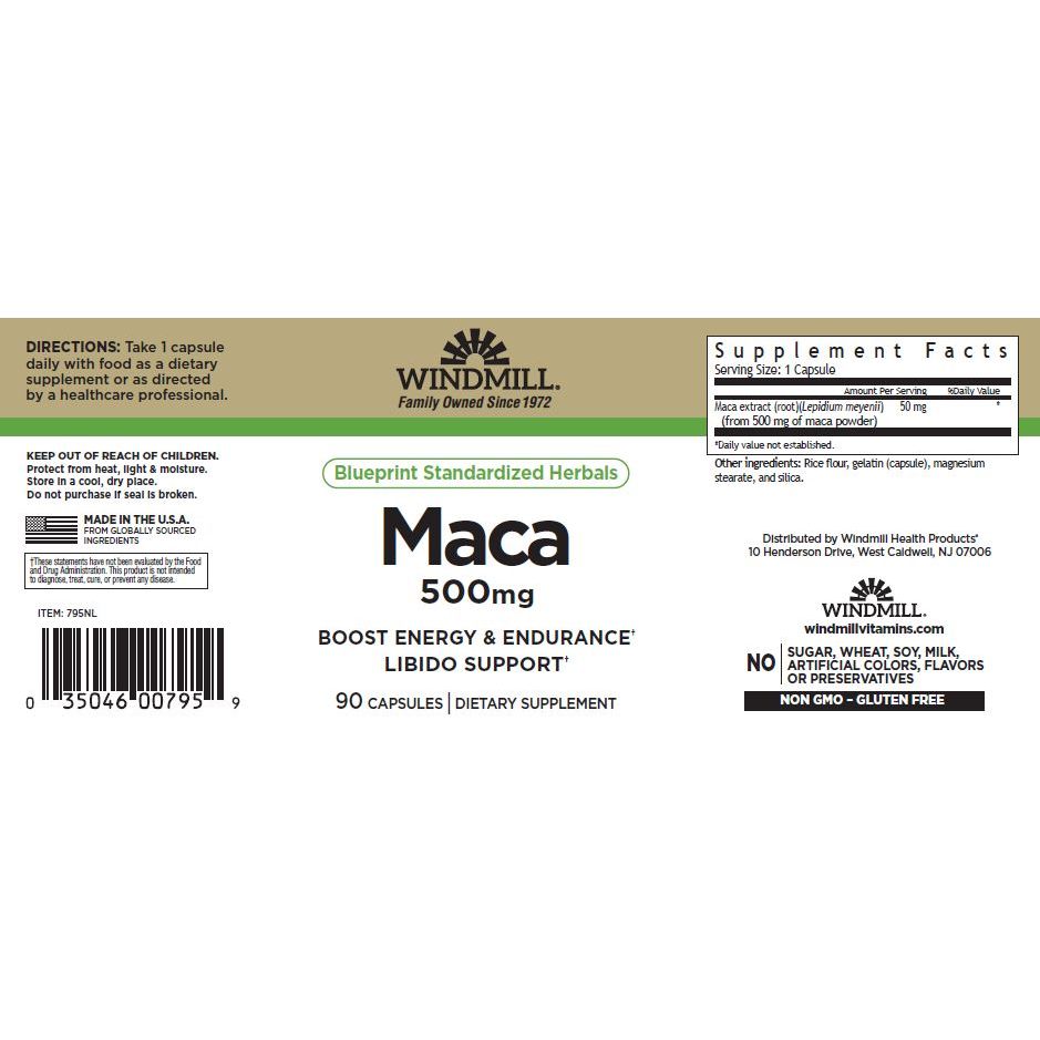 WINDMILL, MACA 500MG $12.99