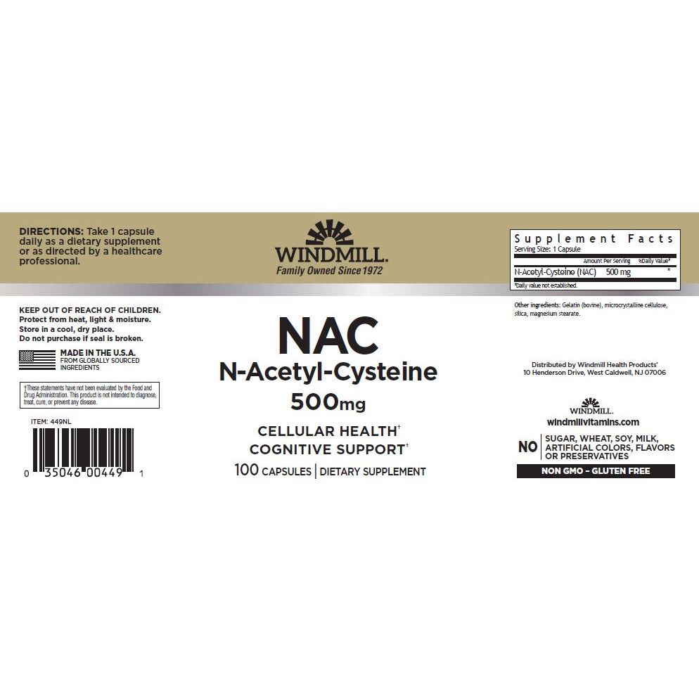 WINDMILL, NAC 500MG 100CAP $15.99