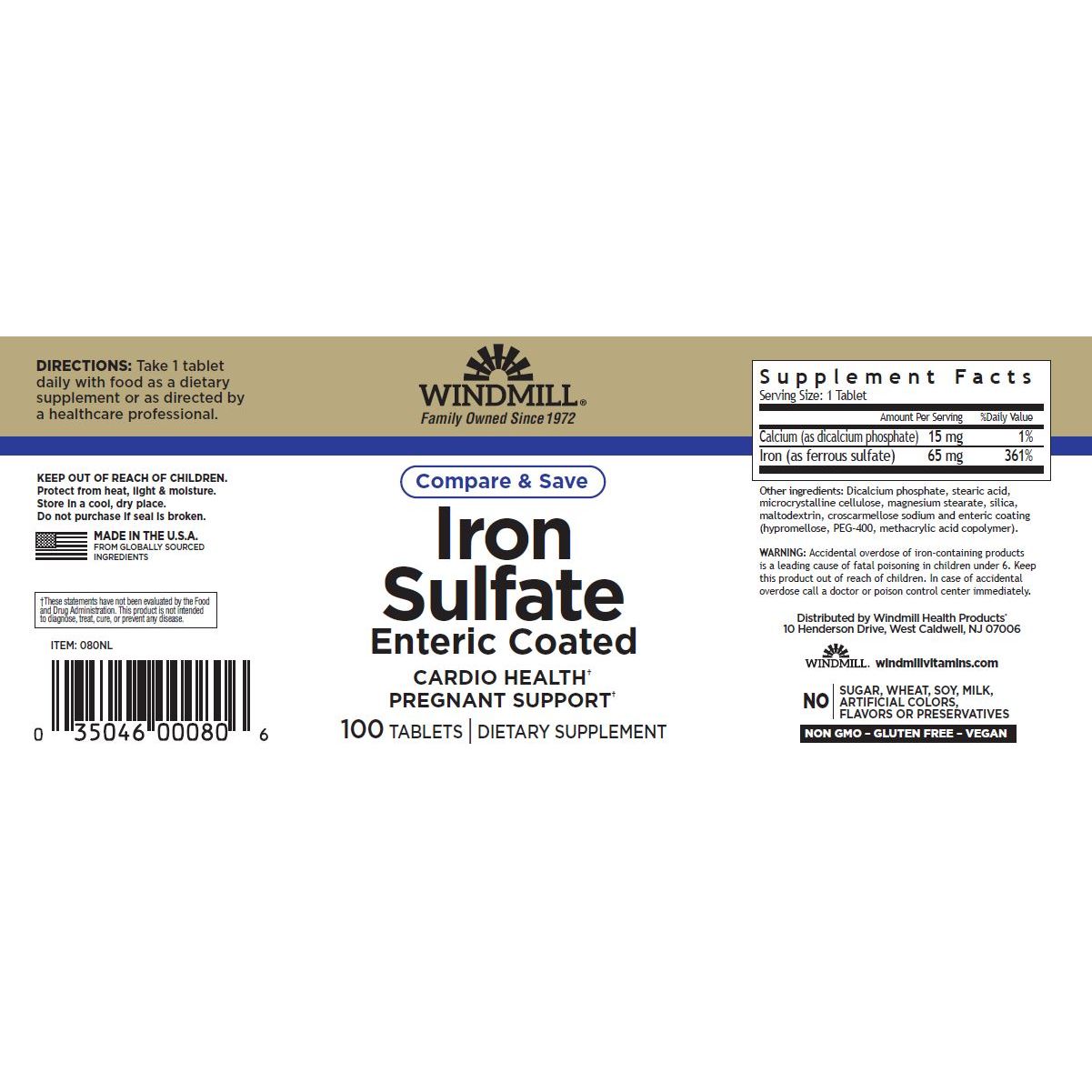 WINDMILL, IRON SULFATE 100TB $9.99