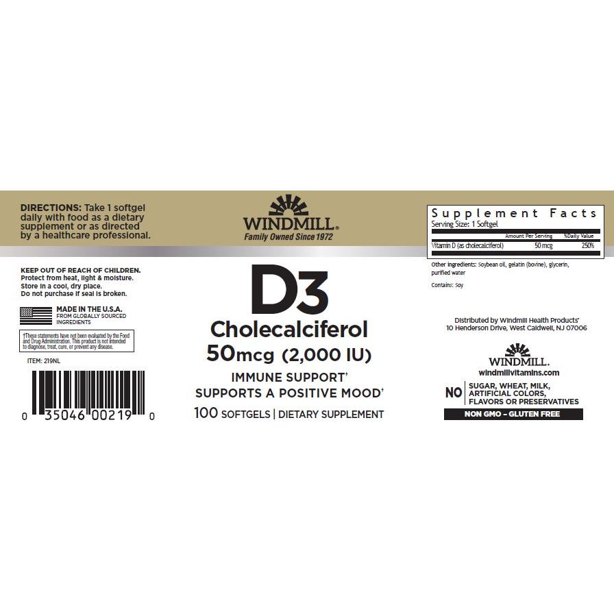 WINDMILL, D3 50 mcg 60CAP $9.99