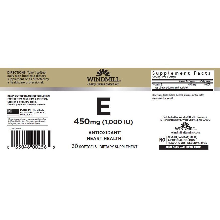 WINDMILL, VITAMIN E 450MG 30CAP $10.99