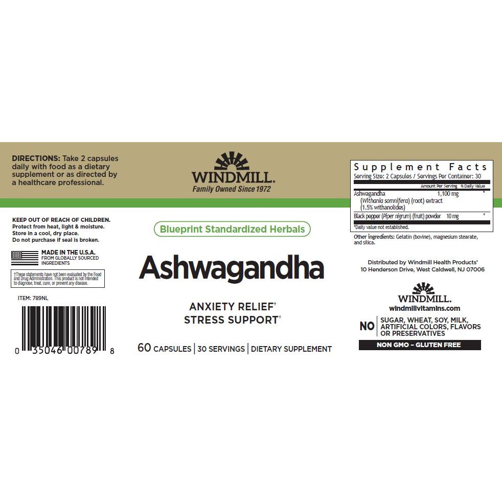 WINDMILL, ASHWAGANDHA 60CAPS $11.99