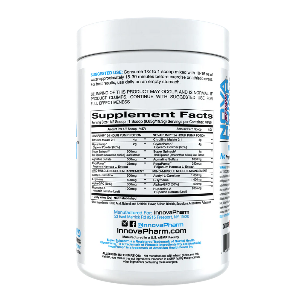 INNOVAPHARMA, NOVA PUMP NEURO STIM FREE 40/20SERVING $39.99