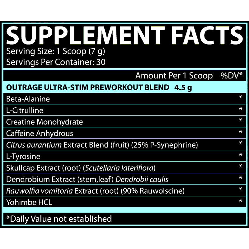 NUTEX, OUTRAGE 30 SERVINGS $19.99