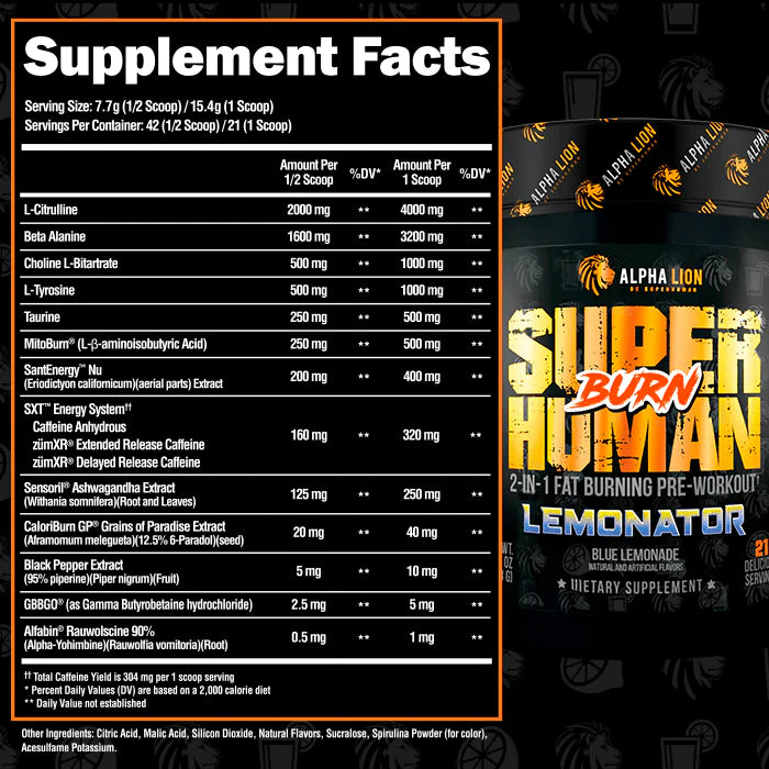 ALPHALION, SUPER HUMAN BURN 21 SERVING $49.99